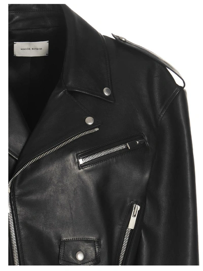 Shop Magda Butrym Cropped Biker Jacket In Black