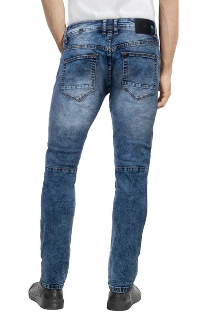 X-ray Raw X Distressed Moto Slim Jeans In Medium Blue