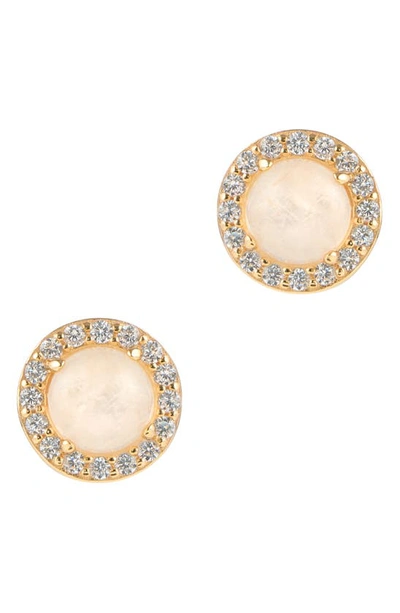 Shop Adornia Fine Halo Moonstone Stud Earrings In White