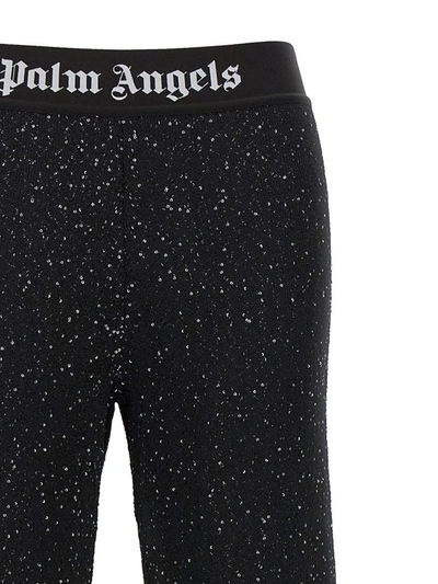 Shop Palm Angels Soiree Knit Logo Pants In Black