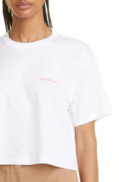 Shop Burberry Lolly Crest Crop Graphic T-shirt In White