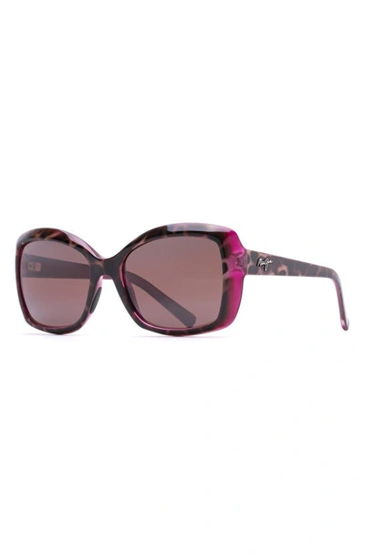 Shop Maui Jim Orchid 56mm Polarizedplus2® Square Sunglasses In Tortoise Raspberry/ Rose