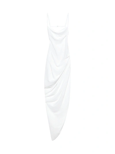 Shop Jacquemus La Robe Saudade Longue In White