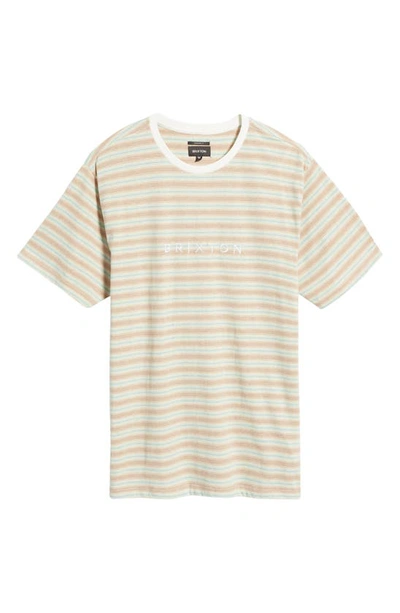 Shop Brixton Hilt Alpha Line Stripe Cotton T-shirt In Twig/whitecap/seafoam
