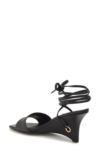 Shop Jeffrey Campbell Ready 2 Go Ankle Wrap Wedge Sandal In Black Gold