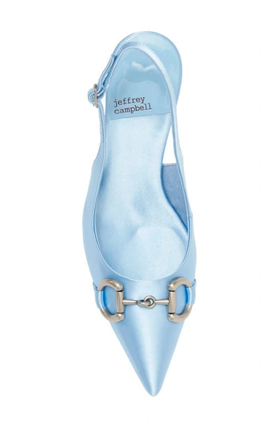 Shop Jeffrey Campbell Estella Pointed Toe Slingback Pump In Blue Satin Silver