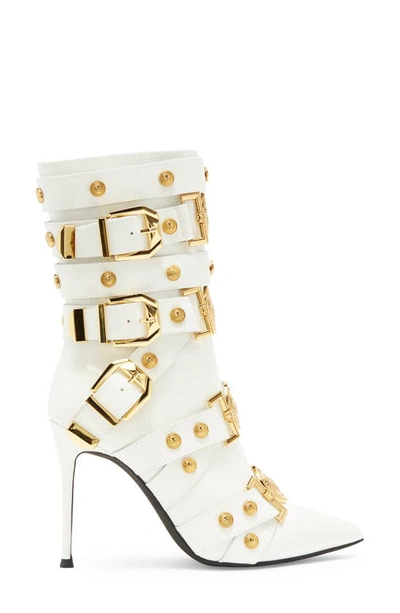 Shop Jeffrey Campbell Loyalty Pointed Toe Bootie In White Patent Gold