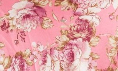 Shop Astr Gaia Strappy Bias Cut Satin Midi Dress In Icy Pink Floral