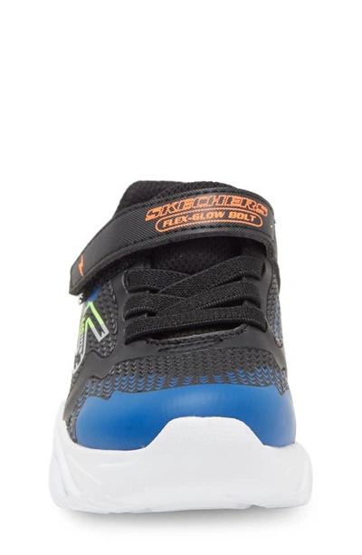 Shop Skechers Kids' Flex-glow Bolt Light-up Sneaker In Black/ Blue