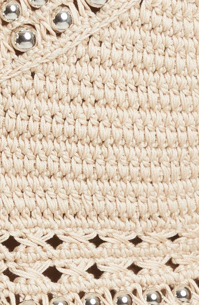 Shop Paco Rabanne Beaded Fringe Crochet Bralette In Shiny Beige