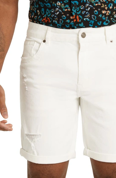 Shop Johnny Bigg Andy Ripped Denim Shorts In White