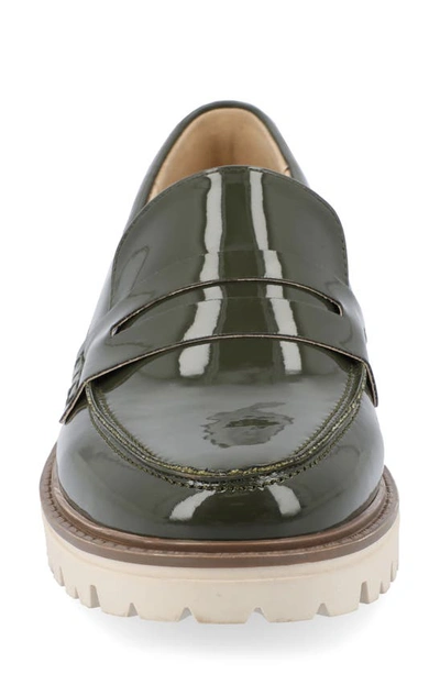 Shop Journee Collection Kenly Penny Loafer In Patent/ Green