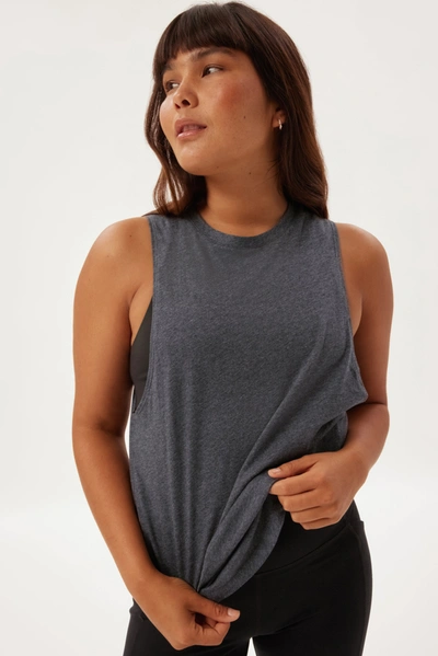 Shop Girlfriend Collective Charcoal Heather Recycled Cotton Muscle Tee
