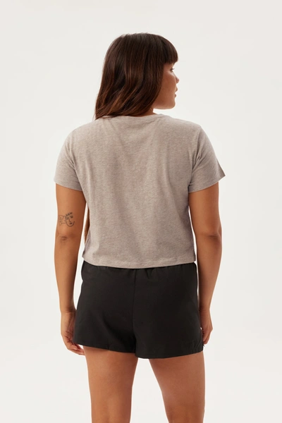 Shop Girlfriend Collective Porcini Heather Recycled Cotton Cropped Crew
