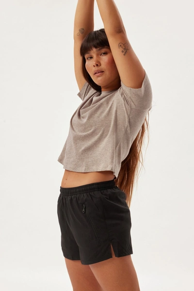 Shop Girlfriend Collective Porcini Heather Recycled Cotton Cropped Crew