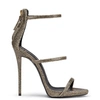 GIUSEPPE ZANOTTI GIUSEPPE ZANOTTI - BLACK AND GOLD LAMINATED FABRIC SANDAL HARMONY,I6010400207