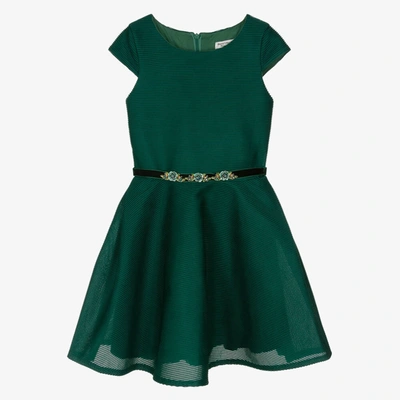 Shop David Charles Girls Green Ribbed Neoprene Dress