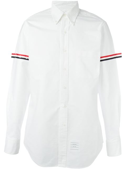 Thom Browne Grey Classic Point Collar Grosgrain Armband Shirt In Off ...