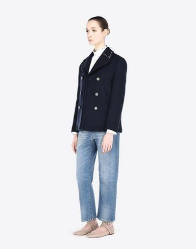 Shop Valentino Rockstud Untitled Peacoat In Navy