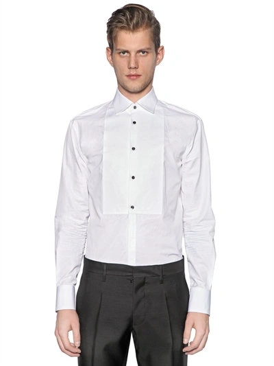 Shop Dsquared2 Plastron Cotton Poplin Shirt, White