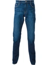 Frame Distressed Straight Fit Jeans In Blue