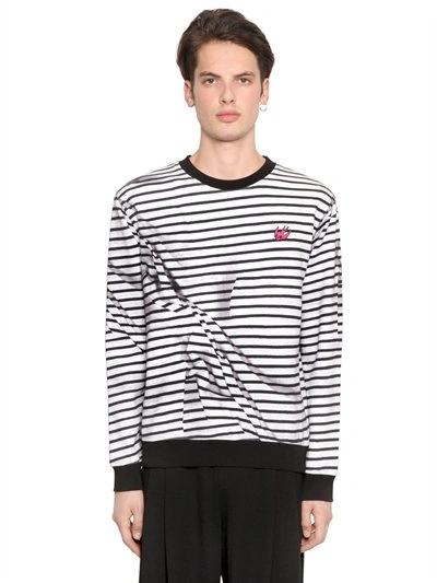 Shop Mcq By Alexander Mcqueen Wrinkled Effect Cotton Sweatshirt In White/black