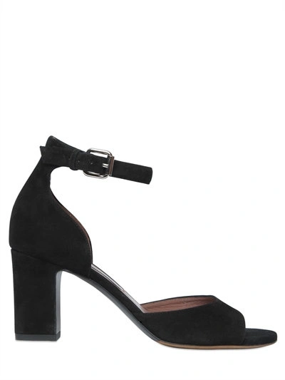 Shop Tabitha Simmons 75mm Suede Ankle Strap Sandals, Black