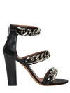 GIVENCHY 100MM LEATHER CHAINED SANDALS,64IA8M005-MDAx0