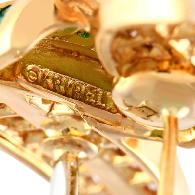 Charles Krypell 18k Yellow Gold 2.50ct Diamond And Emerald Earrings