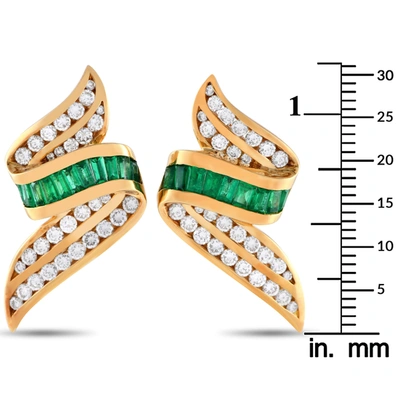 Charles Krypell 18k Yellow Gold 2.50ct Diamond And Emerald Earrings