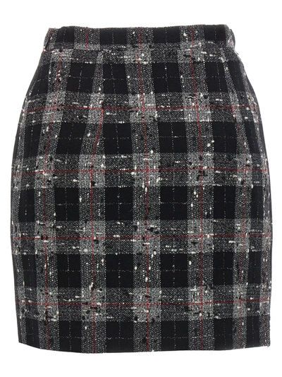 Shop Alessandra Rich Check Wool Skirt Skirts Black