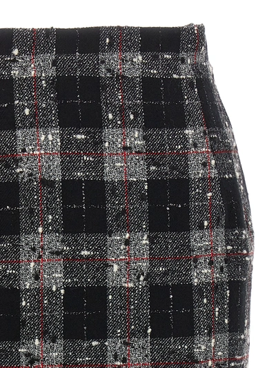 Shop Alessandra Rich Check Wool Skirt Skirts Black