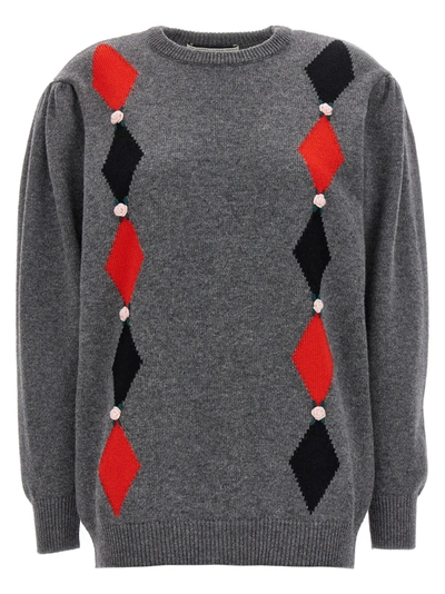 Shop Alessandra Rich Diamond Sweater, Cardigans Gray