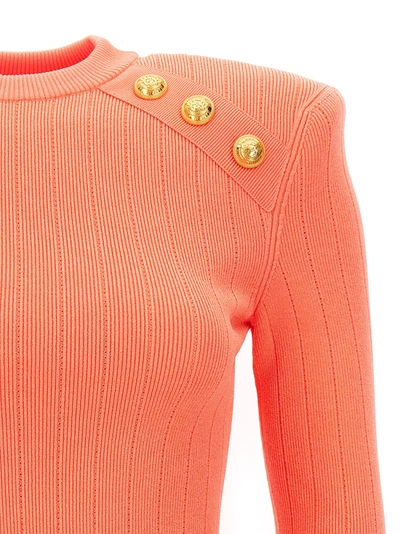 Shop Balmain Logo Button Sweater Sweater, Cardigans Pink