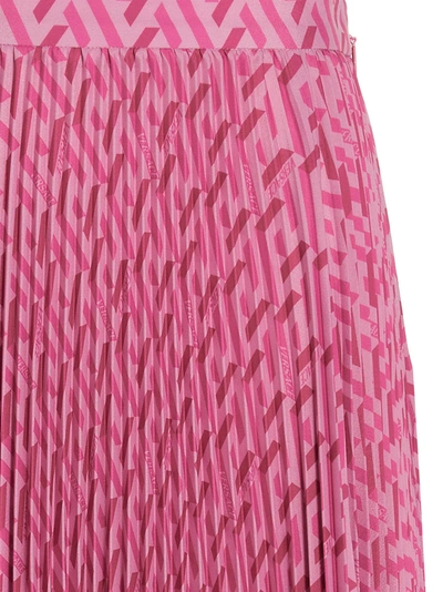 Shop Versace Logo Pleated Skirt