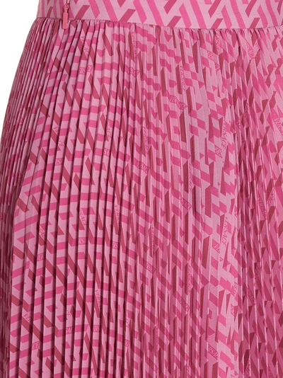 Shop Versace Logo Pleated Skirt