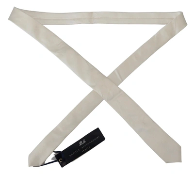 Daniele Alessandrini Off White Silk  Necktie Adjustable Accessory Tie In White