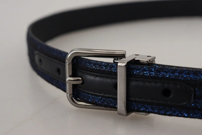 Shop Dolce & Gabbana Jacquard Stripe  Buckle Men's Belt In Blue