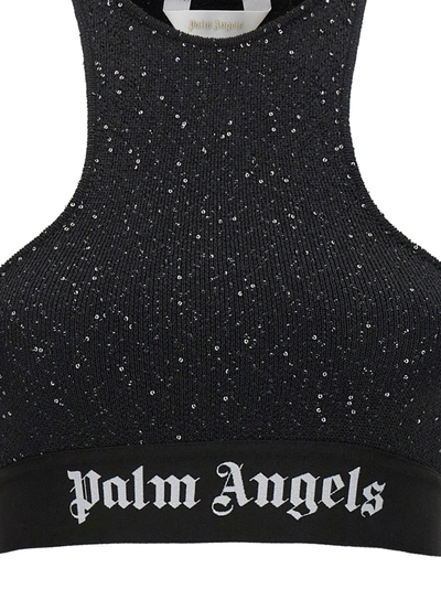 Shop Palm Angels Soiree Knit Logo Top Tops Black