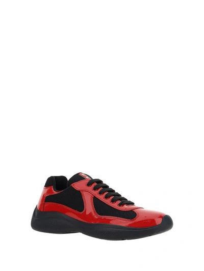 Prada New Americas Cup Sneakers In Rosso+nero | ModeSens