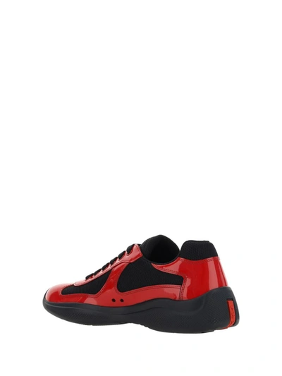 Shop Prada Sneakers In Rosso+nero