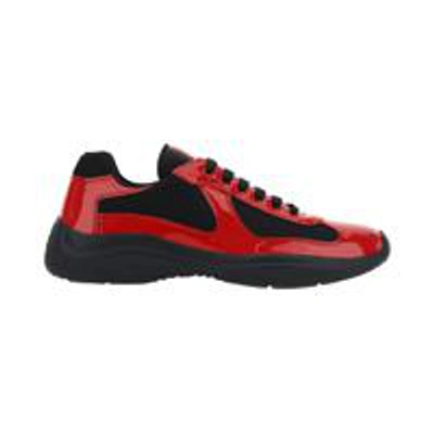 Shop Prada Sneakers In Rosso+nero
