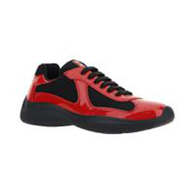 Shop Prada Sneakers In Rosso+nero