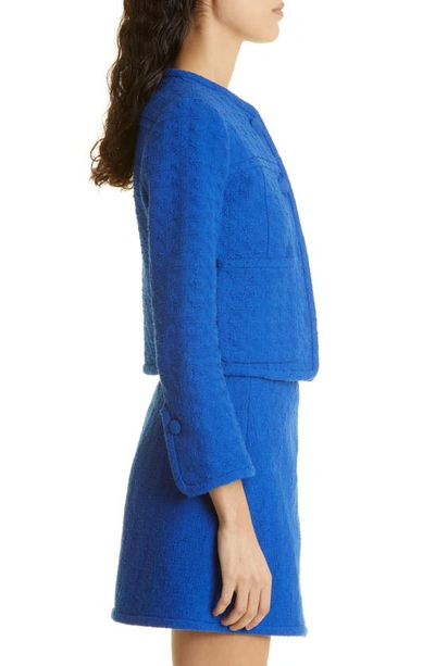 Shop Proenza Schouler Tweed Crop Jacket In Royal Blue