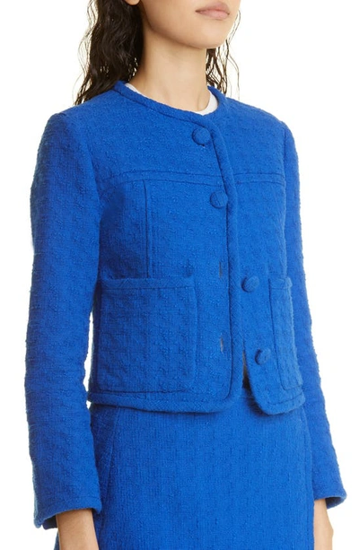 Shop Proenza Schouler Tweed Crop Jacket In Royal Blue