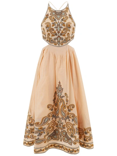 Shop Zimmermann Dresses In Sage/gold