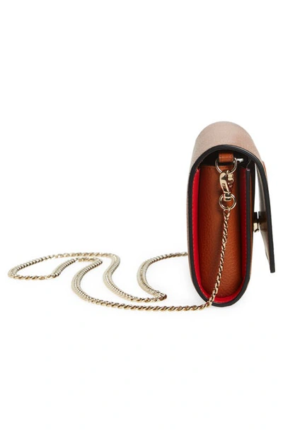 Shop Christian Louboutin By My Side Leather Wallet On A Chain In Cuoio/ Cuoio