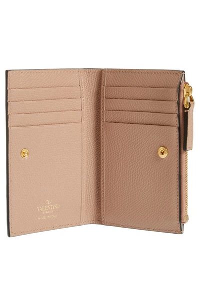 Shop Valentino Vlogo Leather Card Case In Gf9 Rose Canelle