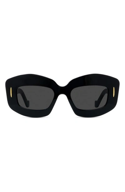 Shop Loewe Silver Screen 49mm Rectangular Sunglasses In Black