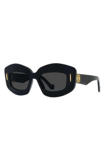 Loewe Silver Screen 49mm Rectangular Sunglasses In Black